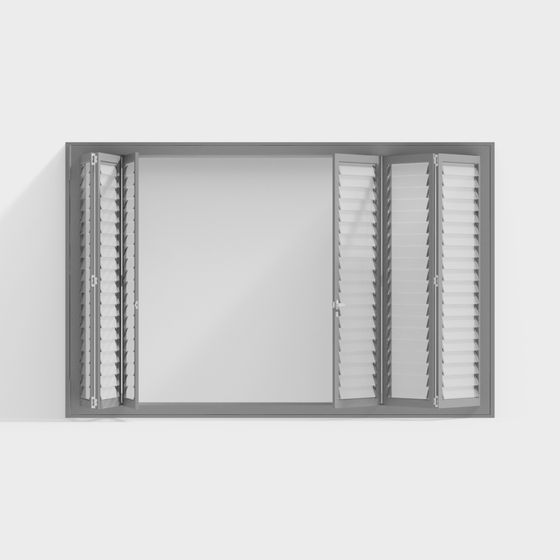 Louver Folding Window 3D Model in Gray