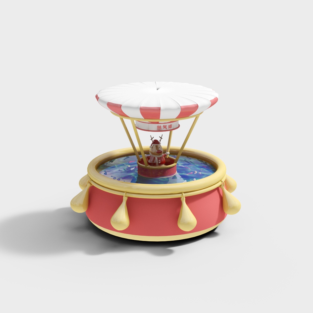 Charming Christmas Hot Air Balloon 3D model