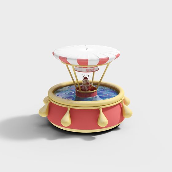 Charming Christmas Hot Air Balloon 3D model
