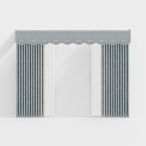 Elegant Low-Poly Curtain 3D Model Design
