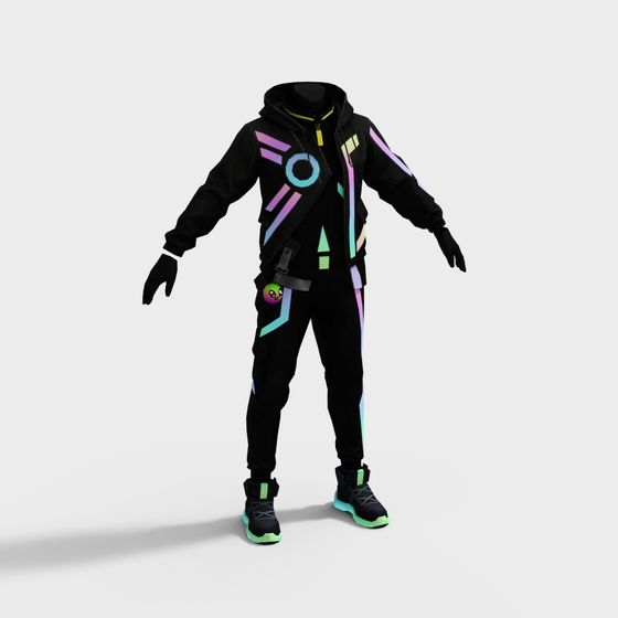 Neon Warrior 3D model for Futuristic Projects