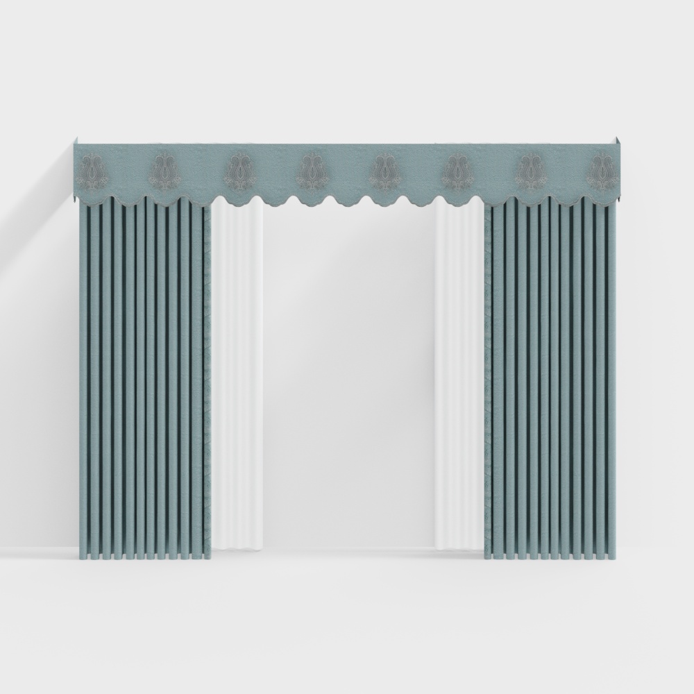 DX37733-3A Side Embroidered Floral Upright Edge 733-3A Curtain