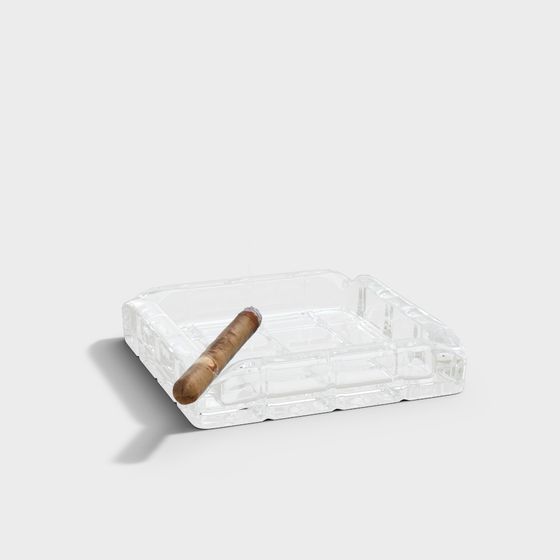 Elegant Transparent Glass Ashtray 3D model