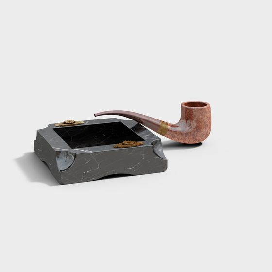 Vintage Pipe and Ashtray 3D model for Modern Design