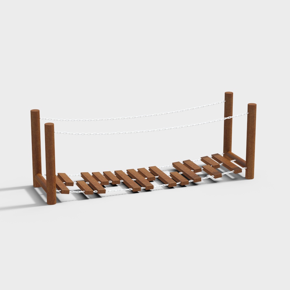 Realistic Low-Poly Wooden Bridge 3D model