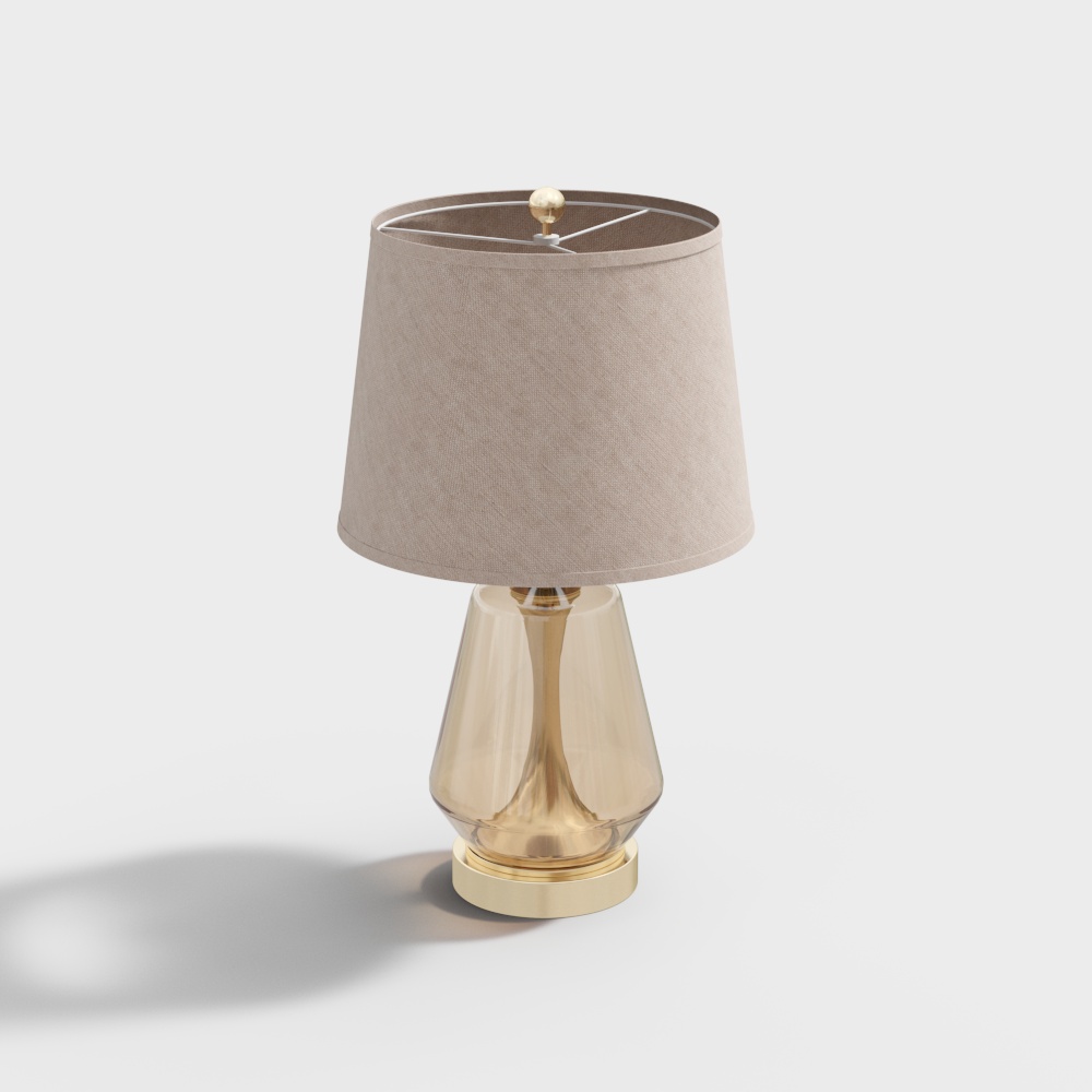Elegant Low-Poly Table Lamp 3D Model – Gold & Glass