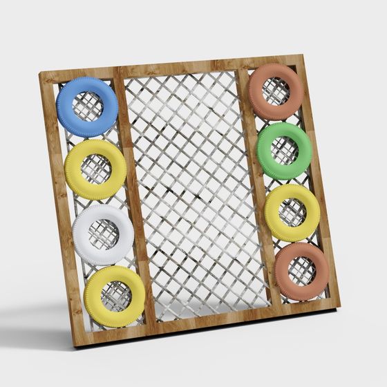 Low-Poly Wooden Grid Game Board 3D model