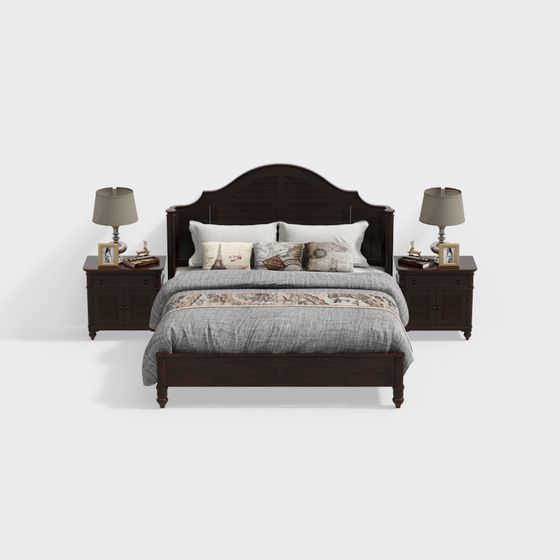 Vintage Elegance Bed 3D model for Contemporary Spaces