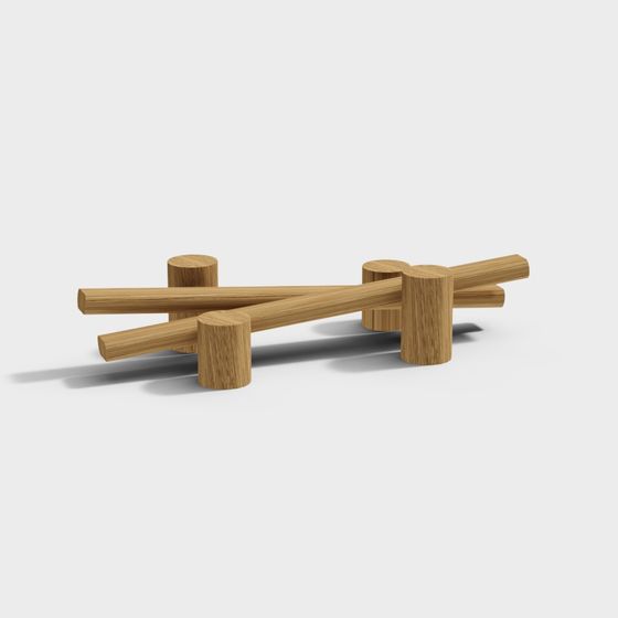 Wooden Balance Beam 3D model for Creative Projects