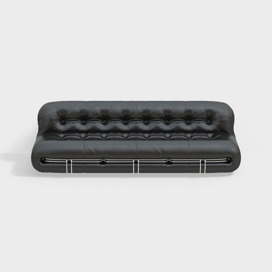 Elegant Low-Poly Leather Sofa 3D model for Modern Spaces