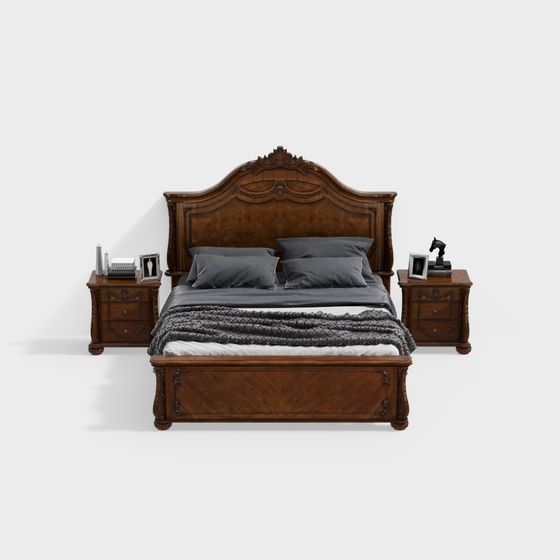 Elegant Classic Bedroom Set 3D model