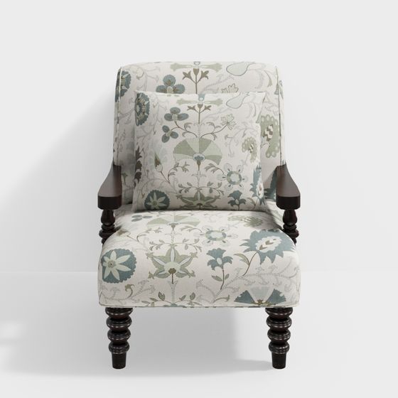 Floral Comfort 3D Model Chair
