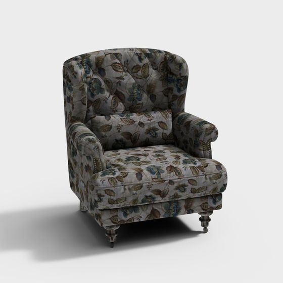 Vintage Floral Armchair 3D model