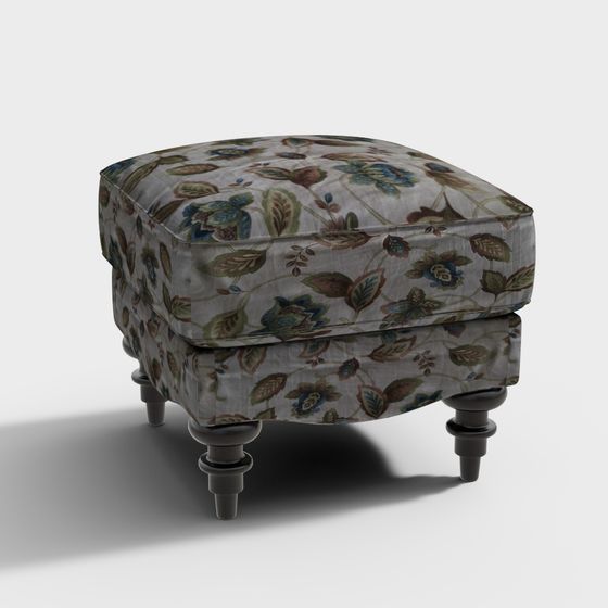 Vintage Style Polygonal Footstool 3D model