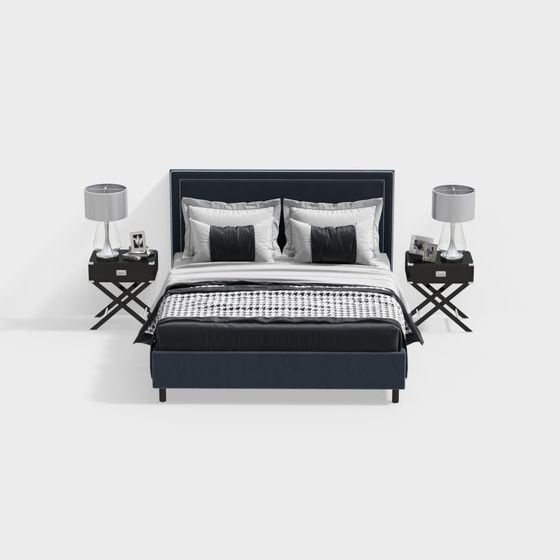 Chic Modern Bed 3D model for Contemporary Spaces