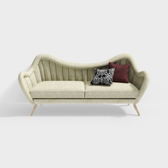 Elegant Curved Sofa 3D model for Modern Spaces
