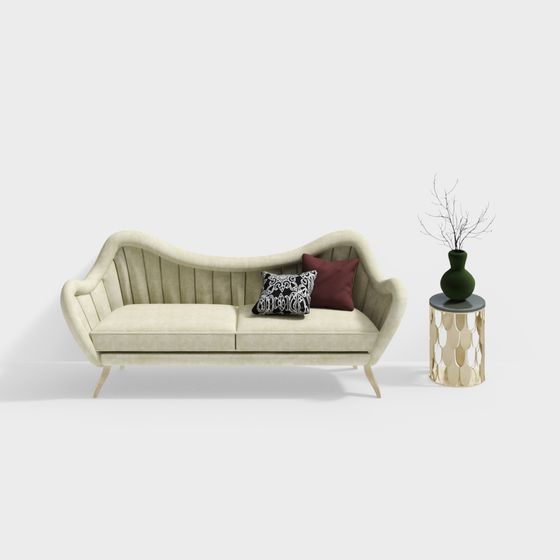 Streamlined Living Room Sofa 3D model
