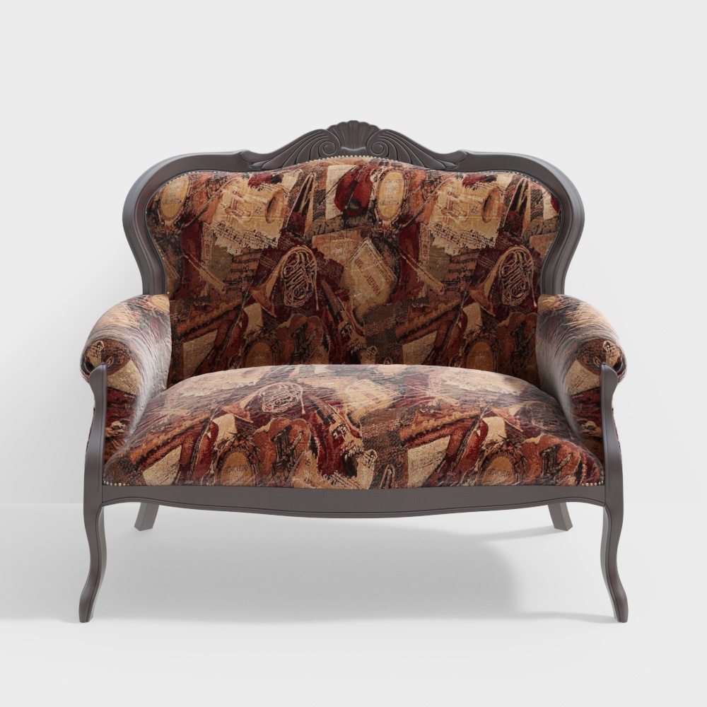 Timeless Elegance Sofa 3D Model – Vintage-Modern Style