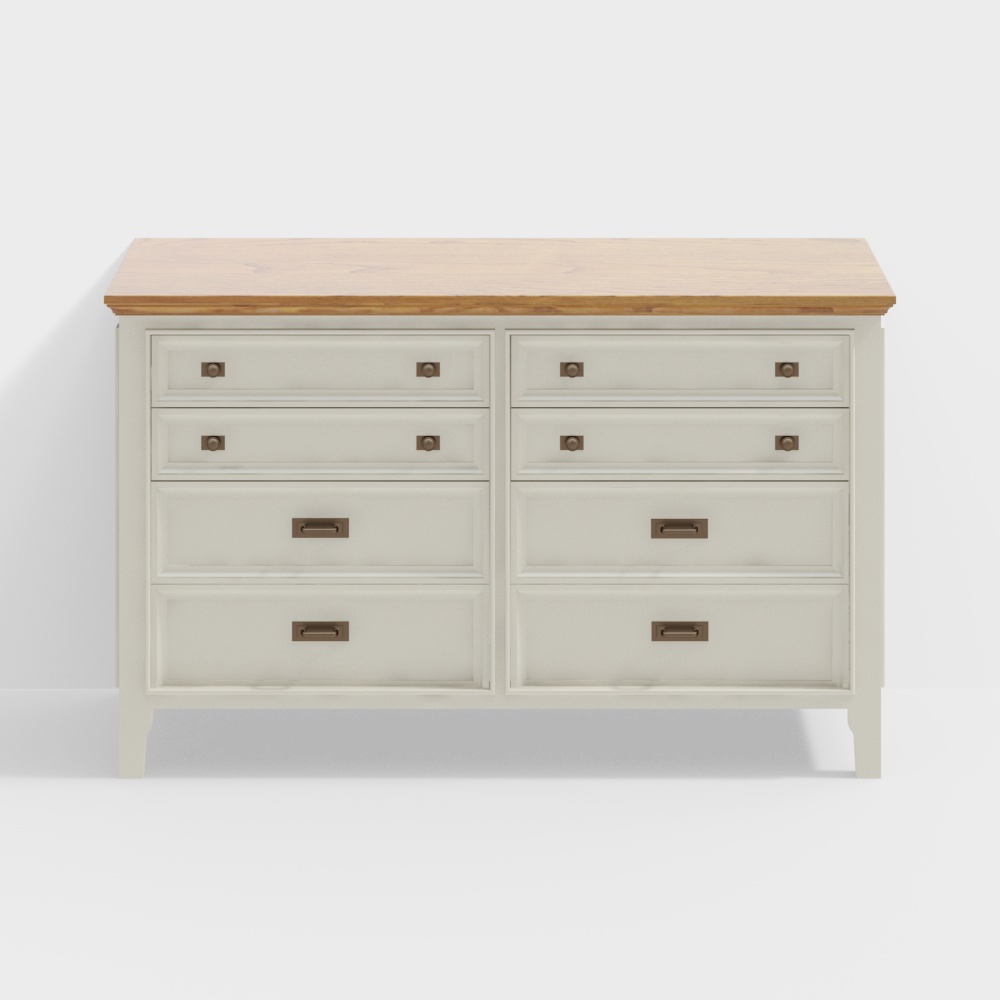 Vintage Six-Drawer Dresser 3D Model – Classic Wood Design