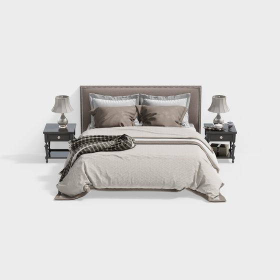 Stylish Low-Poly Bed 3D model for Modern Interiors