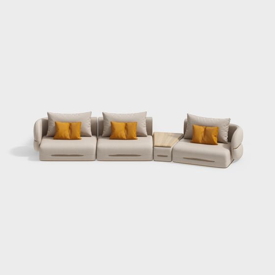 Stylish Low-Polygon Sofa 3D Model for Contemporary Spaces