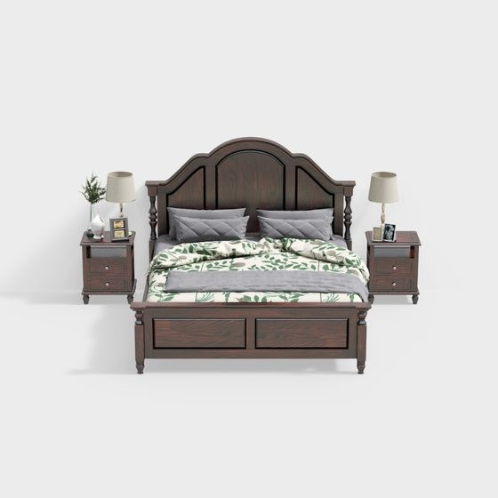 Elegant Retro Bed 3D model for Cozy Spaces
