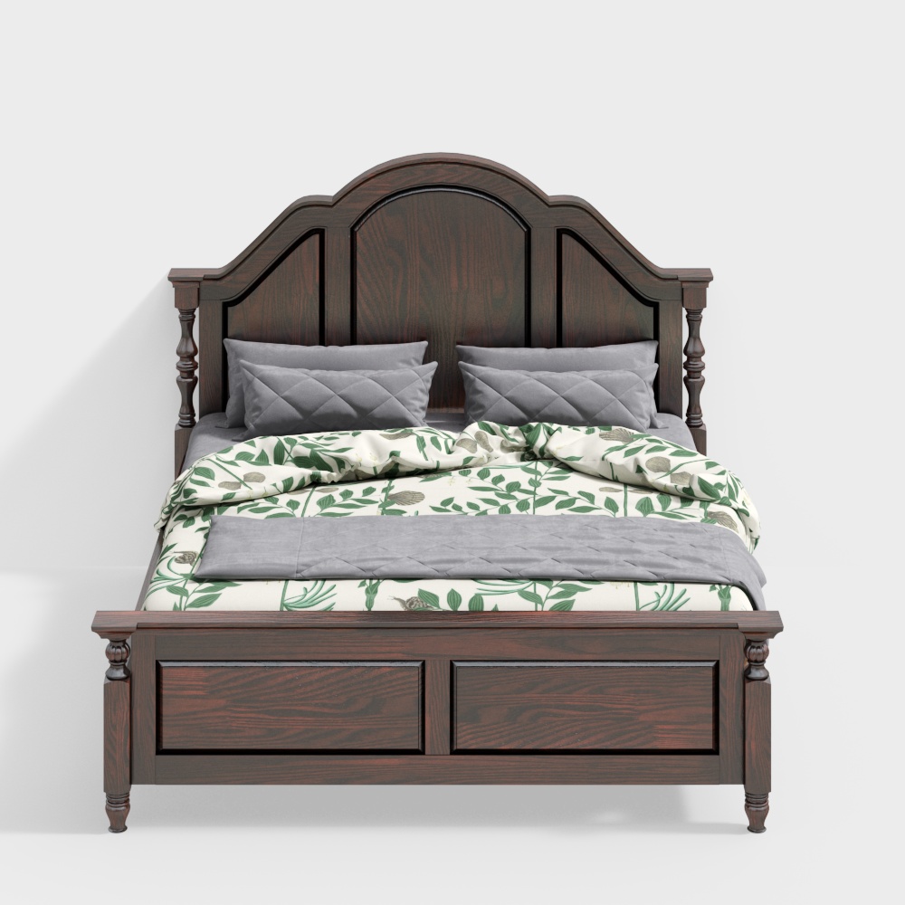Natural Comfort Bed Frame 3D Model – Wood Texture Design