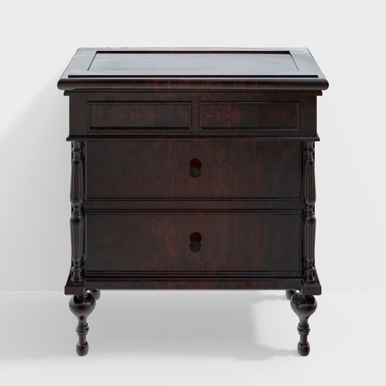 Vintage Bedside Table 3D Model for Modern Art Spaces