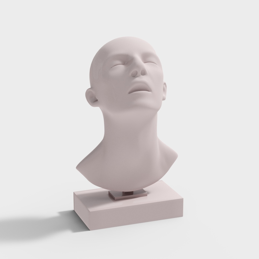 Serene Face Low-Poly 3D Model