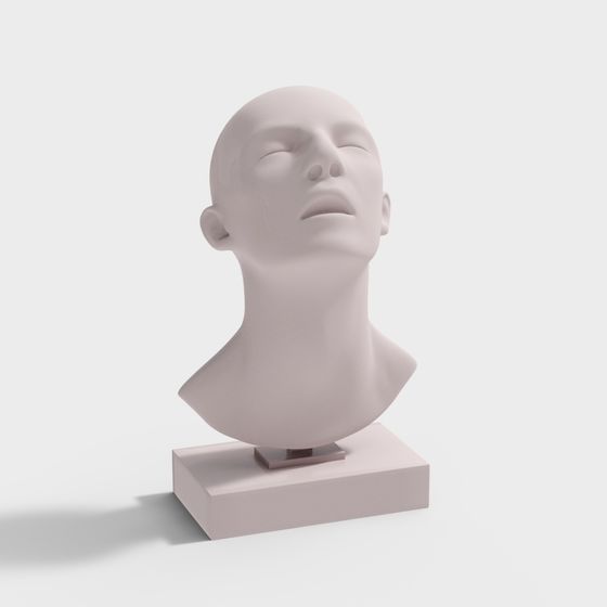 Serene Face Low-Poly 3D Model