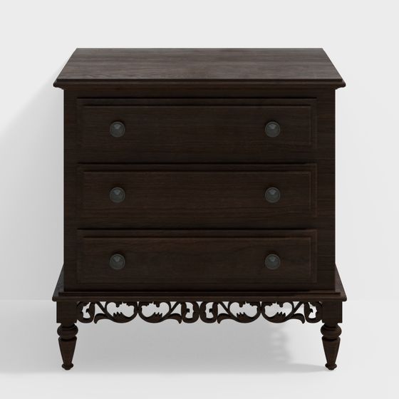 Stylish Vintage Bedside Table 3D model for Modern Interiors