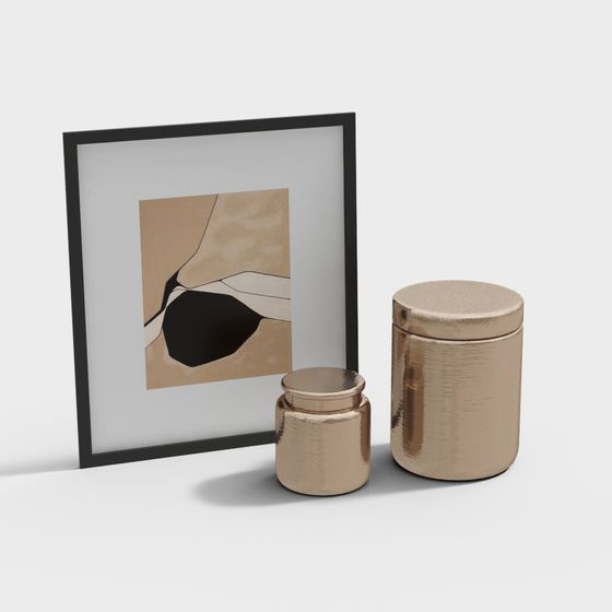 Elegant Metal Can and Abstract Painting 3D model