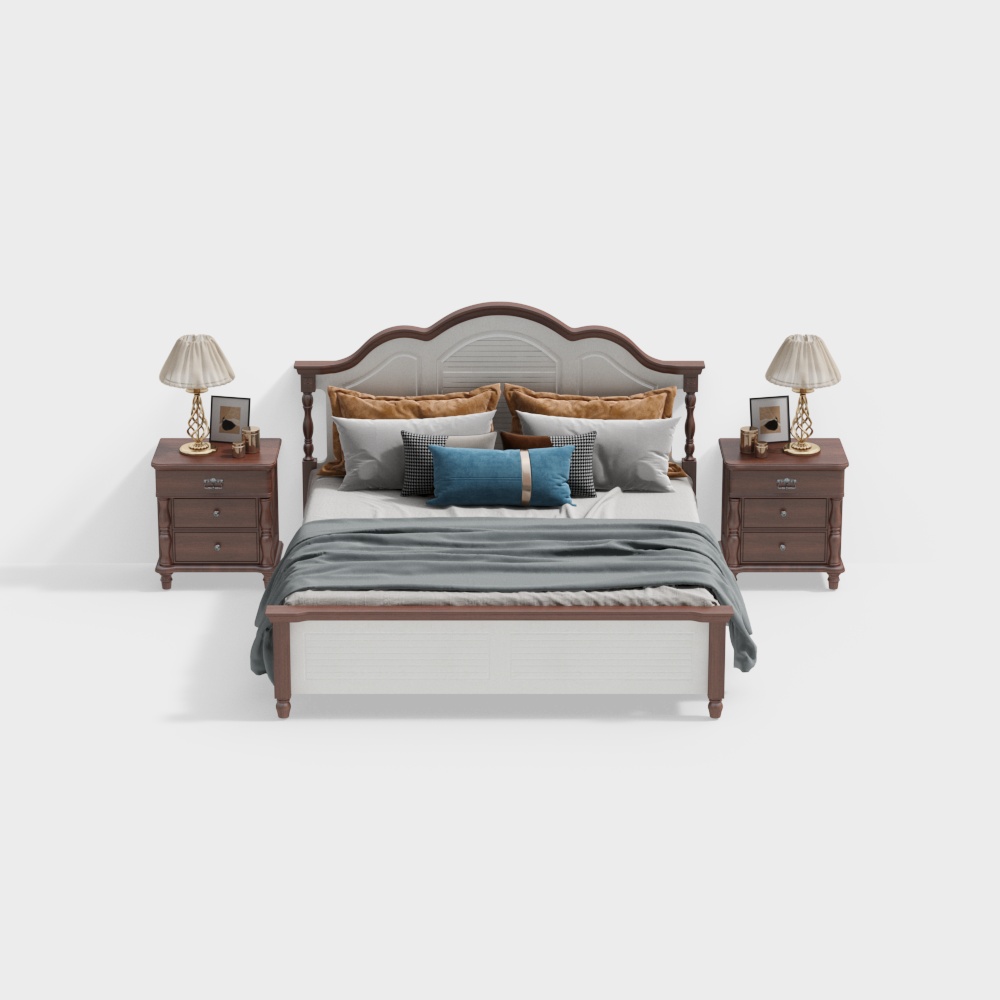美式實木床組合