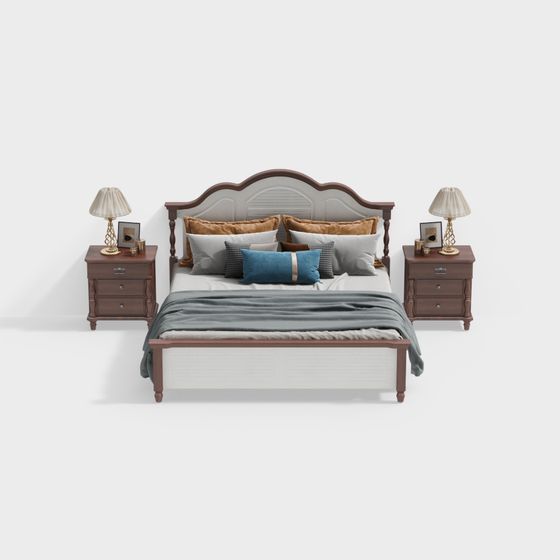 美式實木床組合