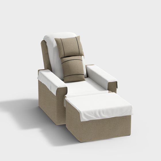 Foot Bath Massage Chair 3D Model in Brown