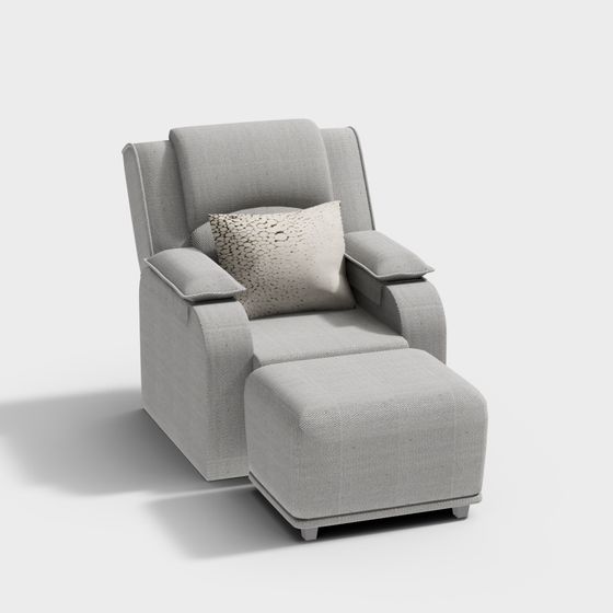 Gray Massage Table and Massage Chair 3D Model