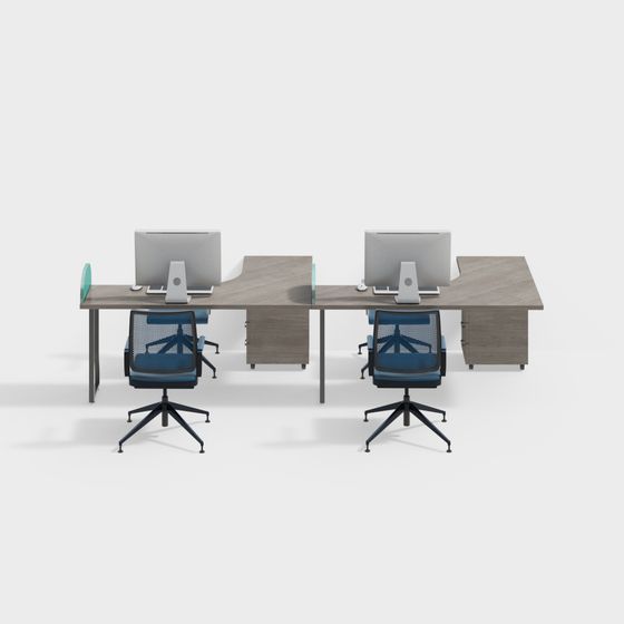 Elegant Office Desk and Chair Set 3D model