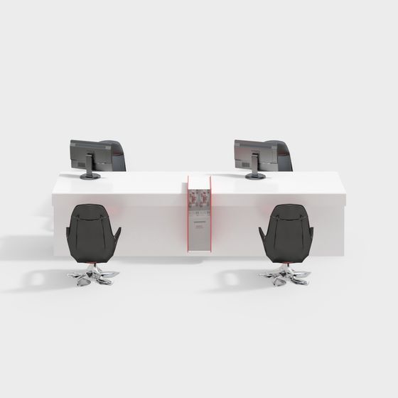 Modern Minimalist Double Workstation 3D model
