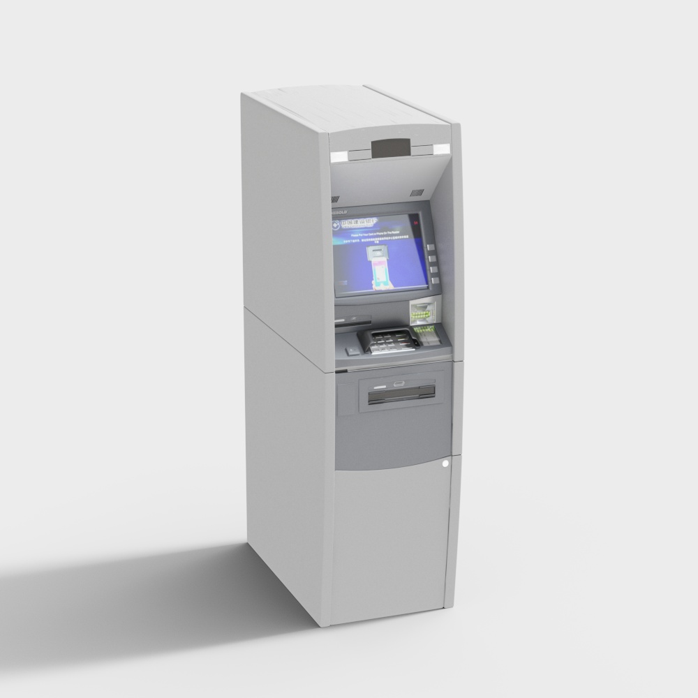 Cabinet machine in bank lobby