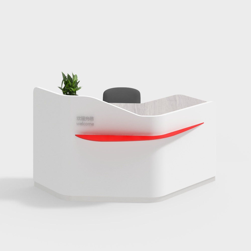 Reception desk in bank lobby