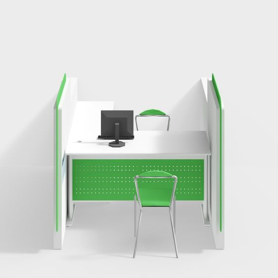 Stylish Green Cubicle 3D Model for Modern Office Spaces