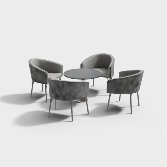 Urban Corner Coffee Table and Chairs Set 3D model