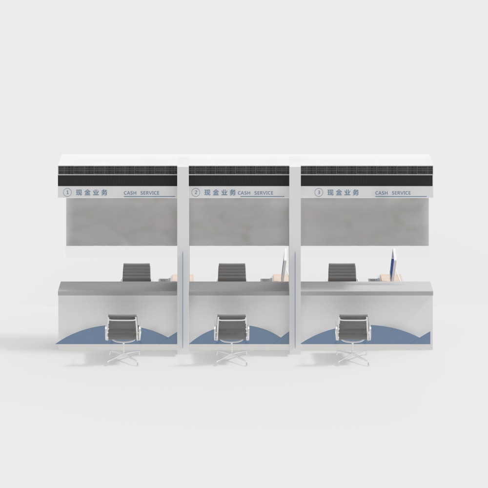 Modern Bank Counter 3D model