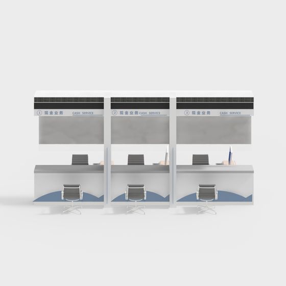 Modern Bank Counter 3D model