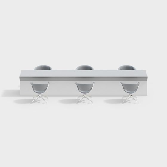 Modern Minimalist Conference Table and Chairs 3D model