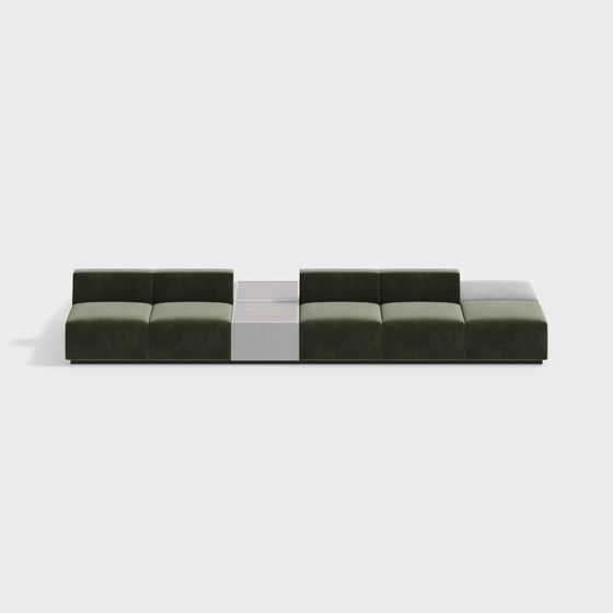 Modular Green Velvet Sofa 3D model