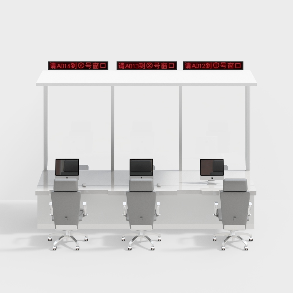 Bank lobby service counter