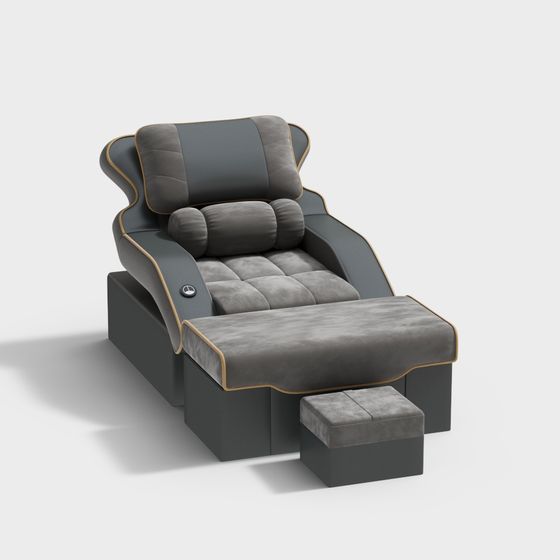 Gray Foot Bath Massage Chair 3D Model