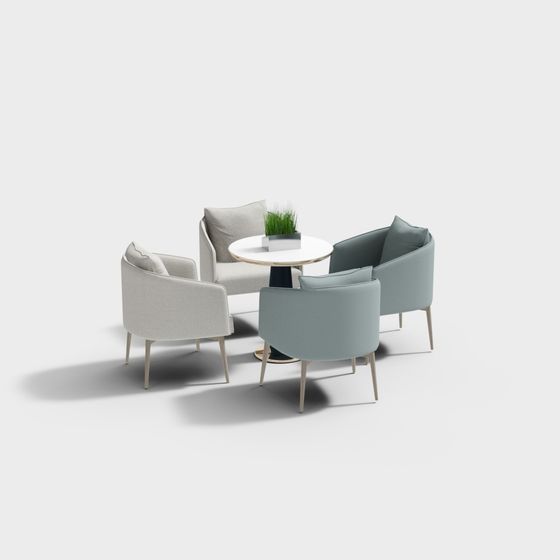 Urban Corner Coffee Table and Chair Set 3D model