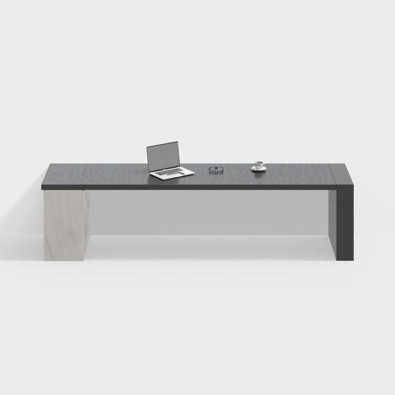 Modern Black Computer Desk 3D Model in Gray